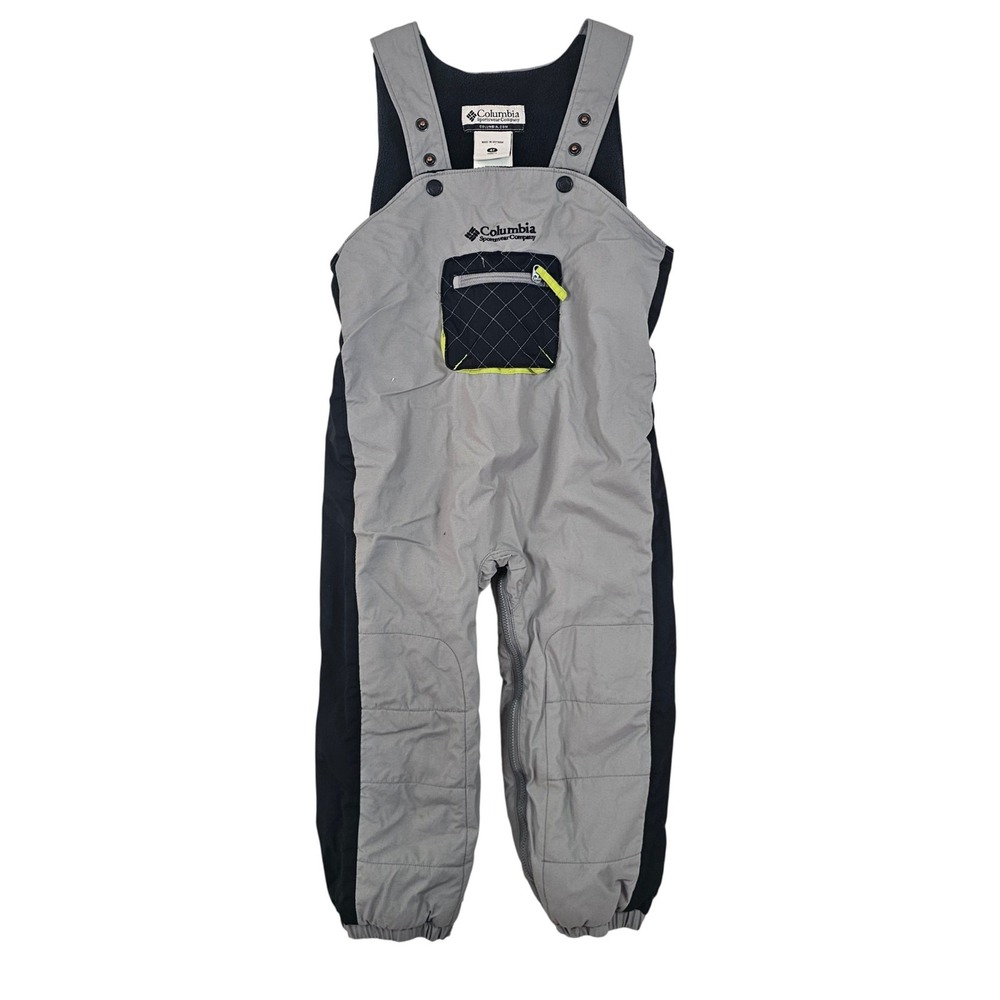 Columbia Toddler Snow Bibs GrayBlack Fleece Lined Insulated Overalls 4TF8YO25215